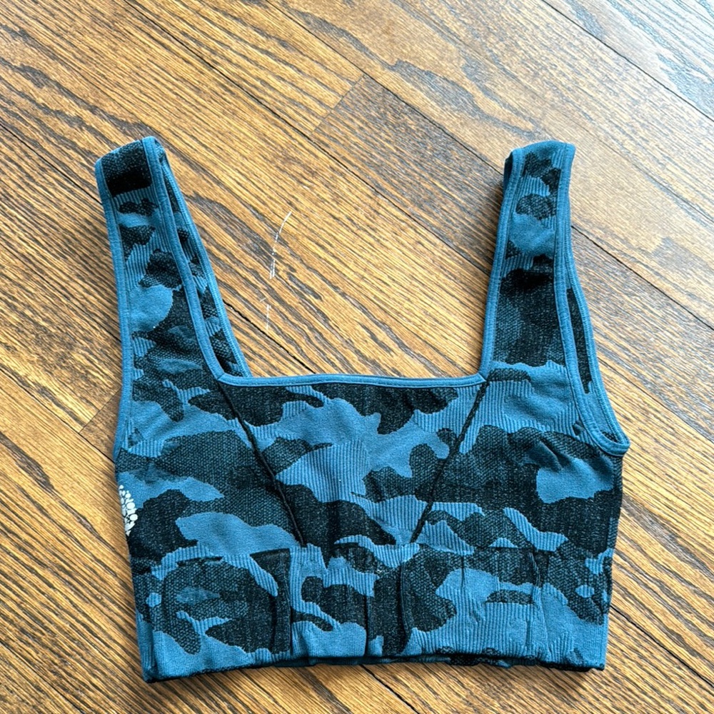 FP Movement Blue and Black Sports Bra with Wide Straps